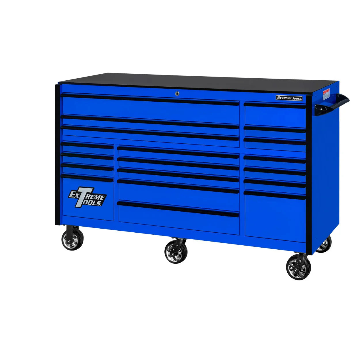 Extreme Tools RX250 Series 72-in x 30-in Roller Cabinet – 19-Drawer – 250 lb Drawer Slides